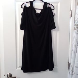 Formal Black Tunic Cold-Shoulder Dress Evening Gown Size XL By MSK